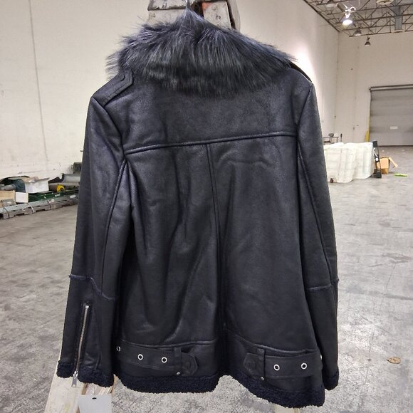 NVLT Jacket Motorcycle Biker 7014E Womens Black Faux Fur Collar Asst Sizes NWT - Picture 2 of 8